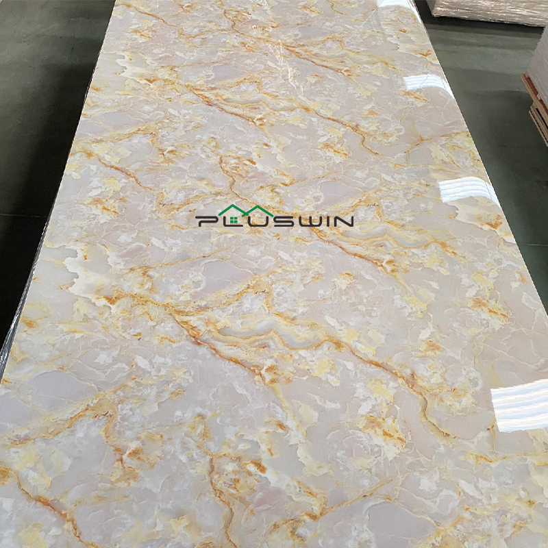 Pluswin 3D UV Printing Wall Panel High Glossy PVC Marble 